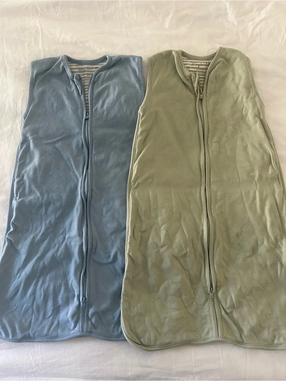 Tiny Kind Sleep Bags Organic Cotton Green Blue 0-6 Months